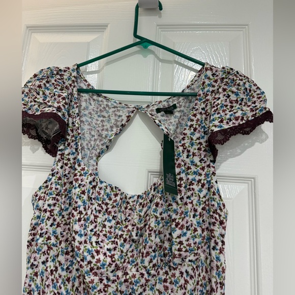 Women's Flutter Cap Sleeve Maxi A-Line Dress - Wild Fable™ Off-White Floral L - Picture 6 of 9